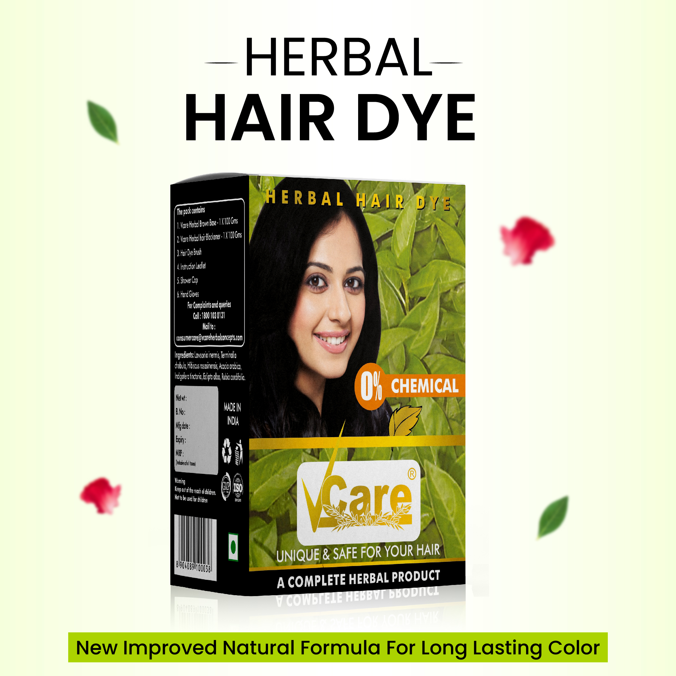 Herbal Hair Dye for Grey Coverage and Hair Health – 60gms